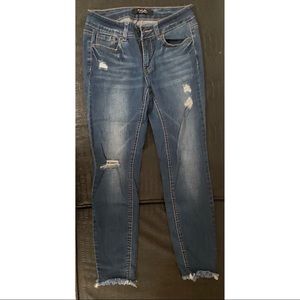 Wax jeans mid rise ripped skinny jeans